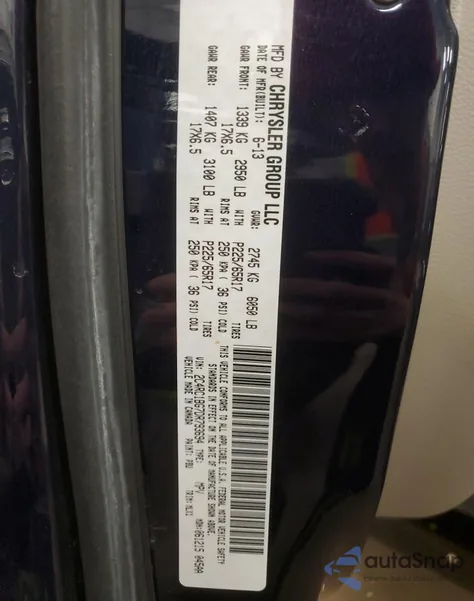 2013 Chrysler Town & Country Touring из США, поврежденный, VIN 2C4RC1BG7DR793694